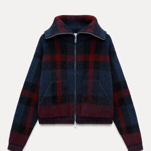 NWT Zara PLAID KNIT JACKET